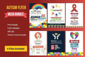 conjunto de carteles creativos o conjunto de banners del día mundial de concientización sobre el autismo. vector