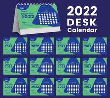 Establecer el diseño de plantilla de calendario de escritorio 2022, conjunto de 12 meses, vector