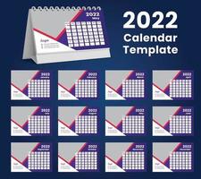 Set Desk Calendar 2022 template design,Set of 12 Months,