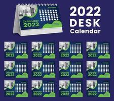 Establecer el diseño de plantilla de calendario de escritorio 2022, conjunto de 12 meses, vector