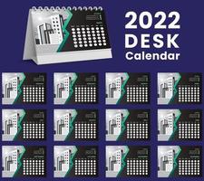 Establecer el diseño de plantilla de calendario de escritorio 2022, conjunto de 12 meses, vector