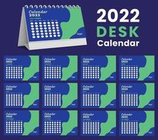 Establecer el diseño de plantilla de calendario de escritorio 2022, conjunto de 12 meses, vector