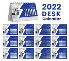 Establecer el diseño de plantilla de calendario de escritorio 2022, conjunto de 12 meses, vector