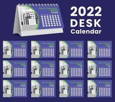 Set Desk Calendar 2022 template design,Set of 12 Months, vector