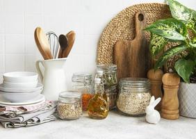 Kitchen utensils, tools and dishware photo