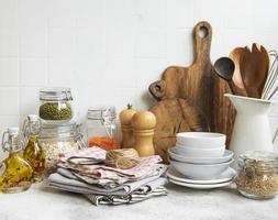 Kitchen utensils, tools and dishware photo