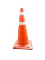 Orange traffic cone road for safety and  warning on white background photo