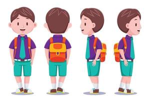 niños lindos niño estudiante con mochila vector