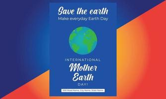 Happy Earth Day, Flyer Design, brochure, poster template. vector