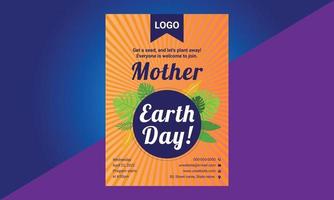 Happy Earth Day, Flyer Design, brochure, poster template. vector