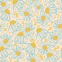 Vector white Cosmos flower illustration motif seamless repeat pattern