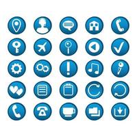 Selection of round business icons on white background - Vector