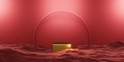 stage product podium stage red on the water 3d illustration photo