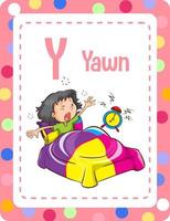 Alphabet flashcard with letter Y for Yawn vector