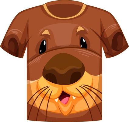 Front of t-shirt with face of otter pattern