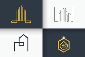 conjunto de logotipos de bienes raíces y construcción vector