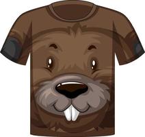 Front of t-shirt with faceof beaver pattern vector