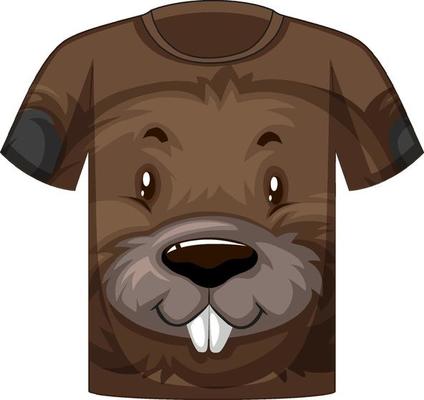 Front of t-shirt with faceof beaver pattern