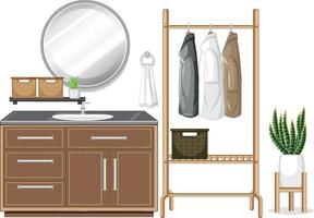 Sink counter with clothes hanger on white background vector