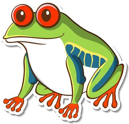 Sticker design with exotic frog isolated