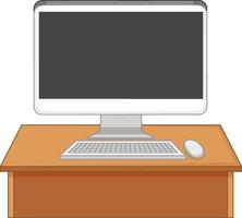 Computer on the table isolated on white background vector