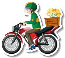 A sticker template with delivery man on motorcycle vector