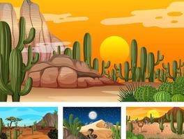 Different scenes with desert forest landscape vector