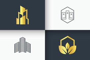 arte de línea minimalista y simple del logotipo de bienes raíces y construcción vector