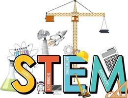 STEM education logo with icon ornament elements vector