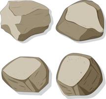 Conjunto de diferentes formas de piedras aisladas sobre fondo blanco. vector