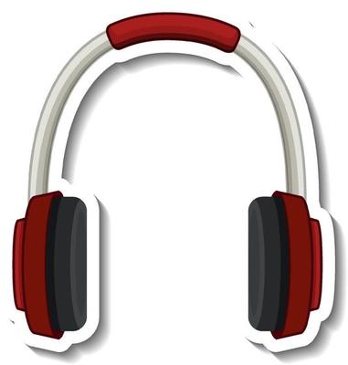 A sticker template with headphones isolated