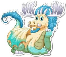 Fantasy Dragon cartoon character sticker vector