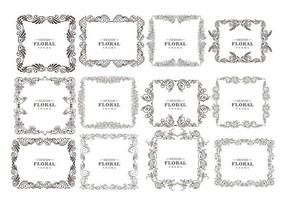 Hand drawn ornaments, decorative floral frame set vector