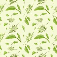 Cute seamless pattern from green palm leaves. Spring or summer print vector