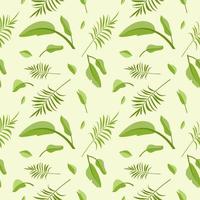 Cute seamless pattern from green palm leaves. Spring or summer print vector