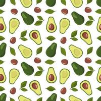 Seamless pattern with avocado and leaves vector