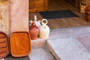 clay handicraft at the gate of a medieval city photo