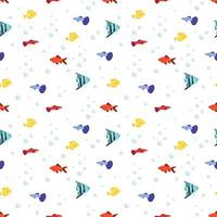 seamless marine pattern with fish and bubbles vector