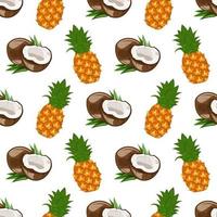 Seamless pattern with coconut and pineapple vector