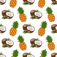 Seamless pattern with coconut and pineapple vector