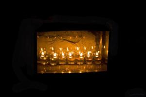 Chanukah candles on street corners photo