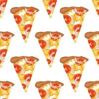 Bright seamless pattern with slices of pizza vector