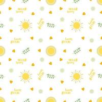 Seamless spring or summer pattern with sun and heart vector
