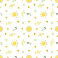 Seamless spring or summer pattern with sun and heart vector