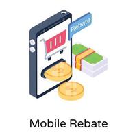 Online  Mobile Rebate vector