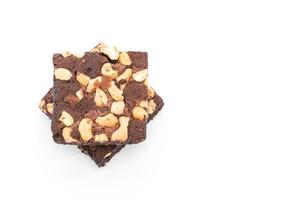 Chocolate brownies on white background photo