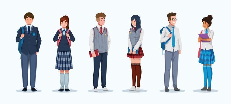 High School Students Character Concept with Uniform Collection