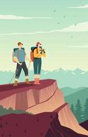 Couple Hiking In Mountain vector