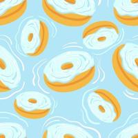 Sweet seamless pastry pattern with glazed donut and sprinkles vector