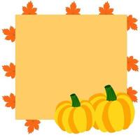 Autumn frame with pumpkins and maple leaves vector